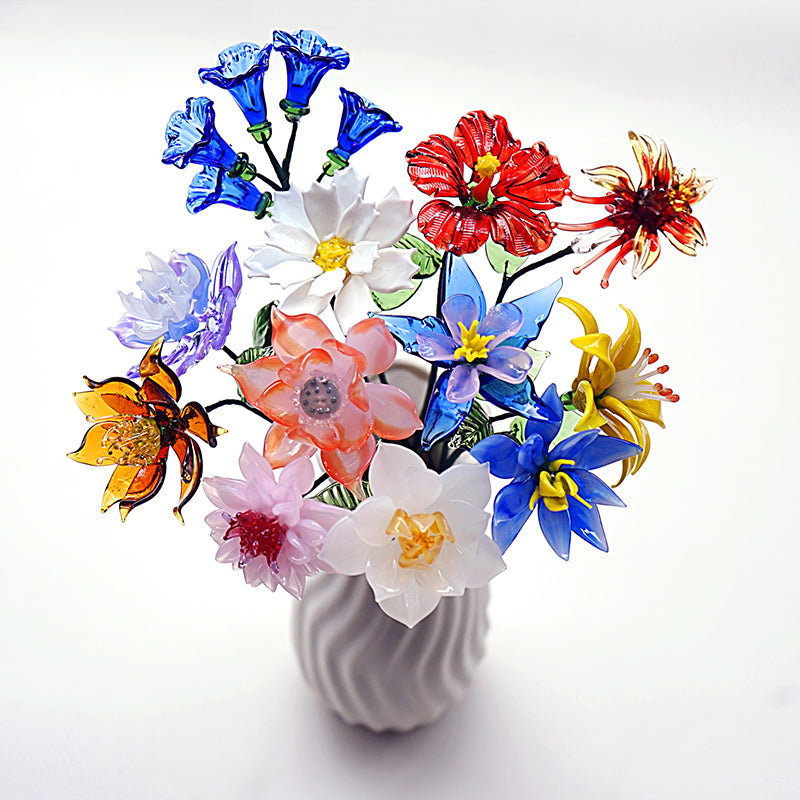 Birth Month Glass Flower Gift by DNOMA handmade glass flower keepsake with 12 month options