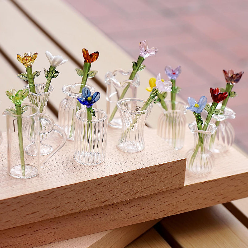 Mini Glass Birth Month Flower Decor – Handmade Home Accent