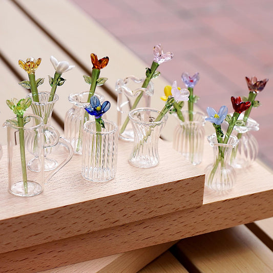 Mini Glass Birth Month Flower Decor – Handmade Home Accent