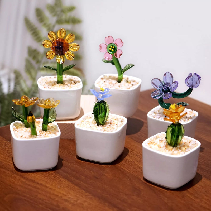 Handmade Glass Potted Plant – Unique Gift for Mom, Friends & Home Decor